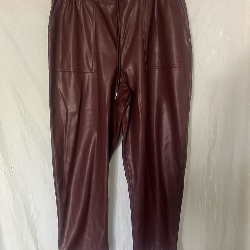 A New Day Maroon Faux Leather Trousers